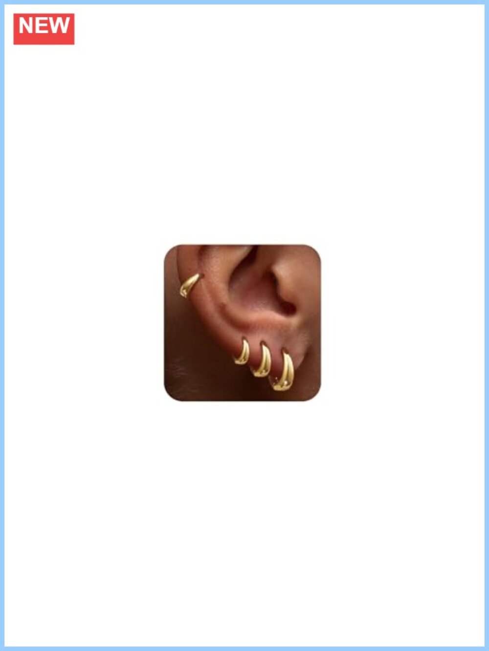 Chunky Huggie Hoop Earrings 14K Gold Plated Hypoallergenic Lightweight